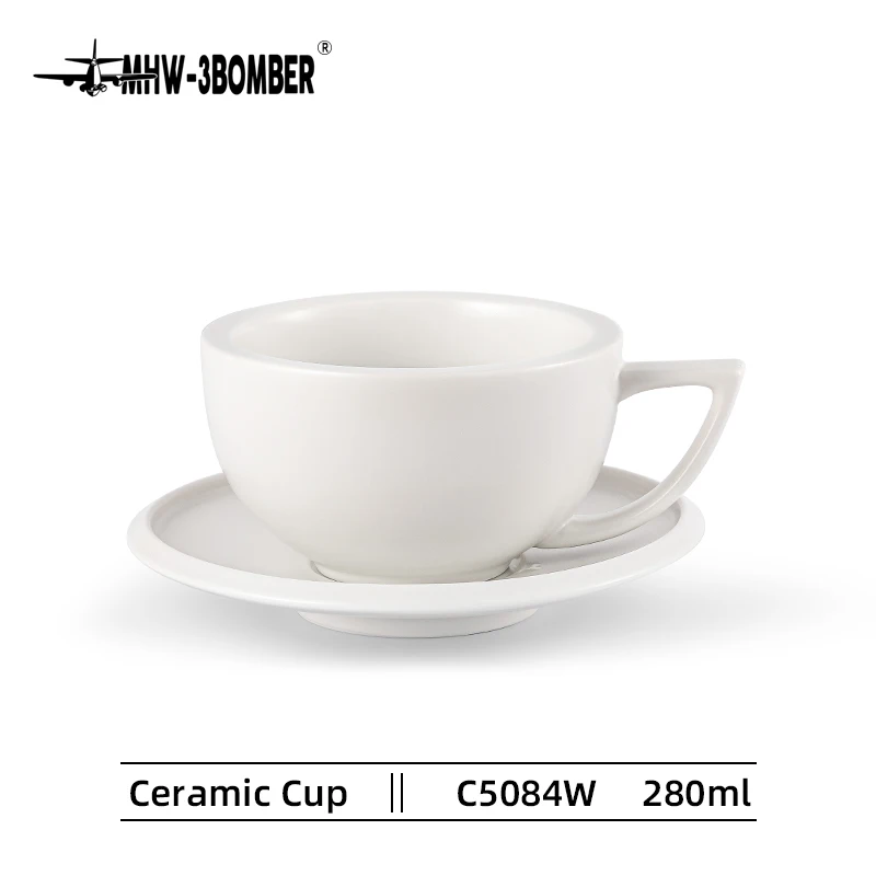 MHW-3BOMBER 280ml Tee- und Espressotassen mit Untertassen und Kaffeelöffeln Set Keramik Cappuccino Latte Art Becher Barista-Zubehör für Zuhause 7