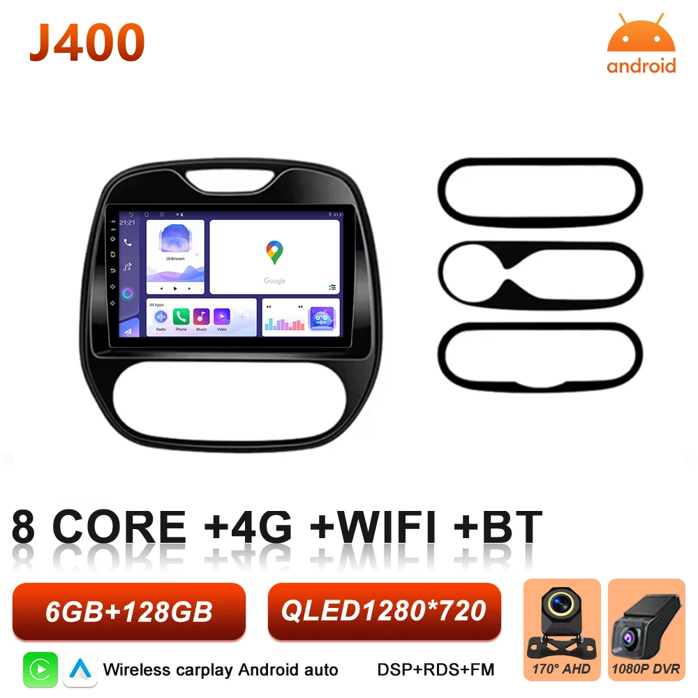 Android 16 Carplay autoradio voor Renault Kaptur Captur Clio Samsung QM3 2013 2014 2015 2016 GPS stereo multimediaspeler BT Wifi