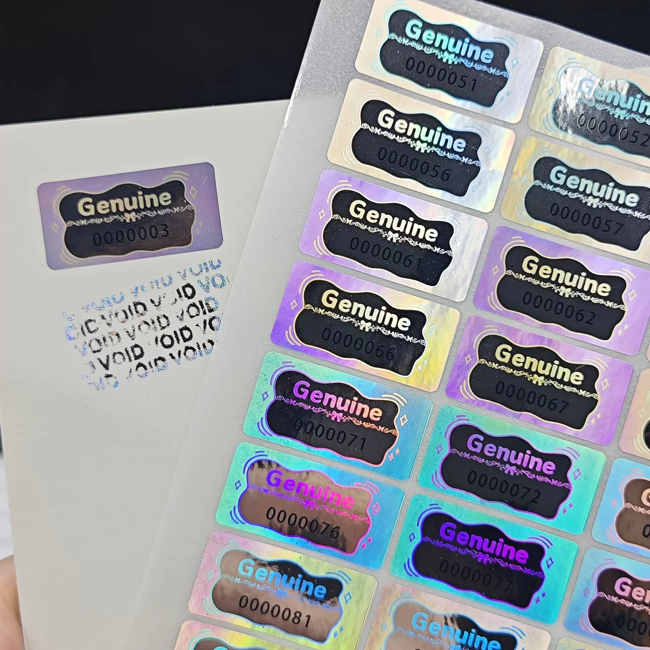 1000pcs Disposable Seal Labels With Black Unique Serial Number, Rectangle Tamper Proof Security Void Genuine Hologram Stickers