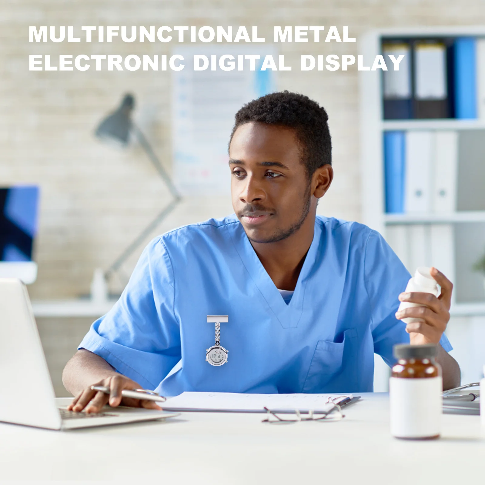 電子デジタルバッジ時計ナースラペルピンポータブル合金時計ギフト女性男性子供作業服アクセサリー