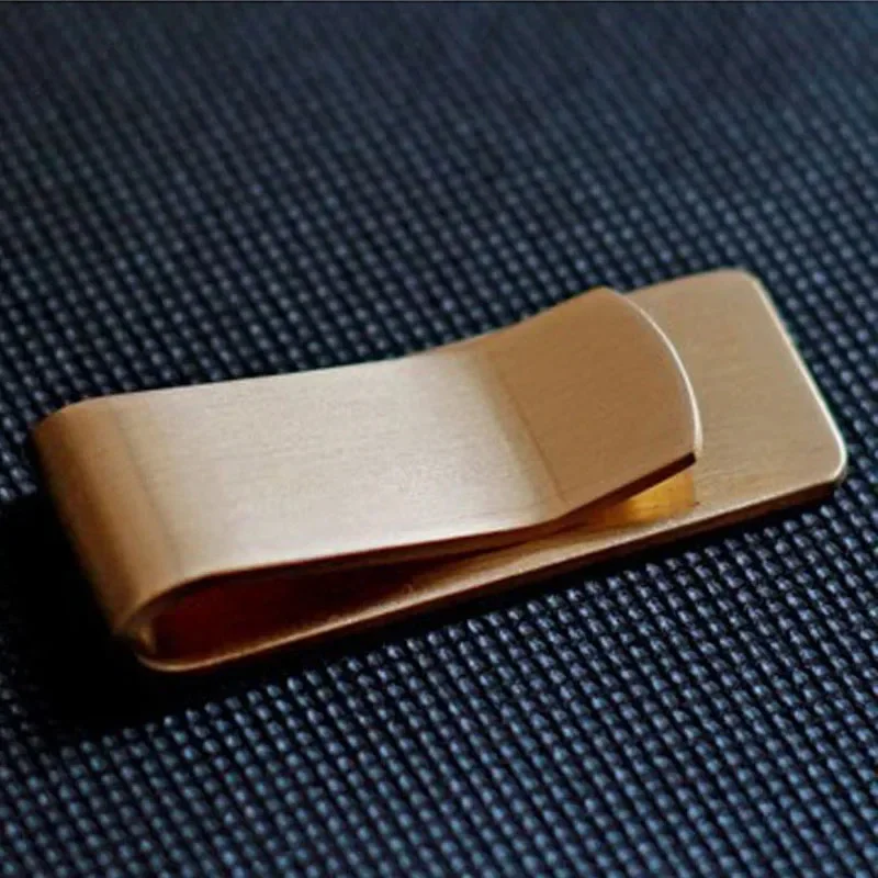 Cartera con Clip para billetes de latón macizo Vintage, 1,5mm de espesor, Metal, soporte con abrazadera para billetes, carpeta de tarjetas de crédito de identificación para hombre, Mini monedero