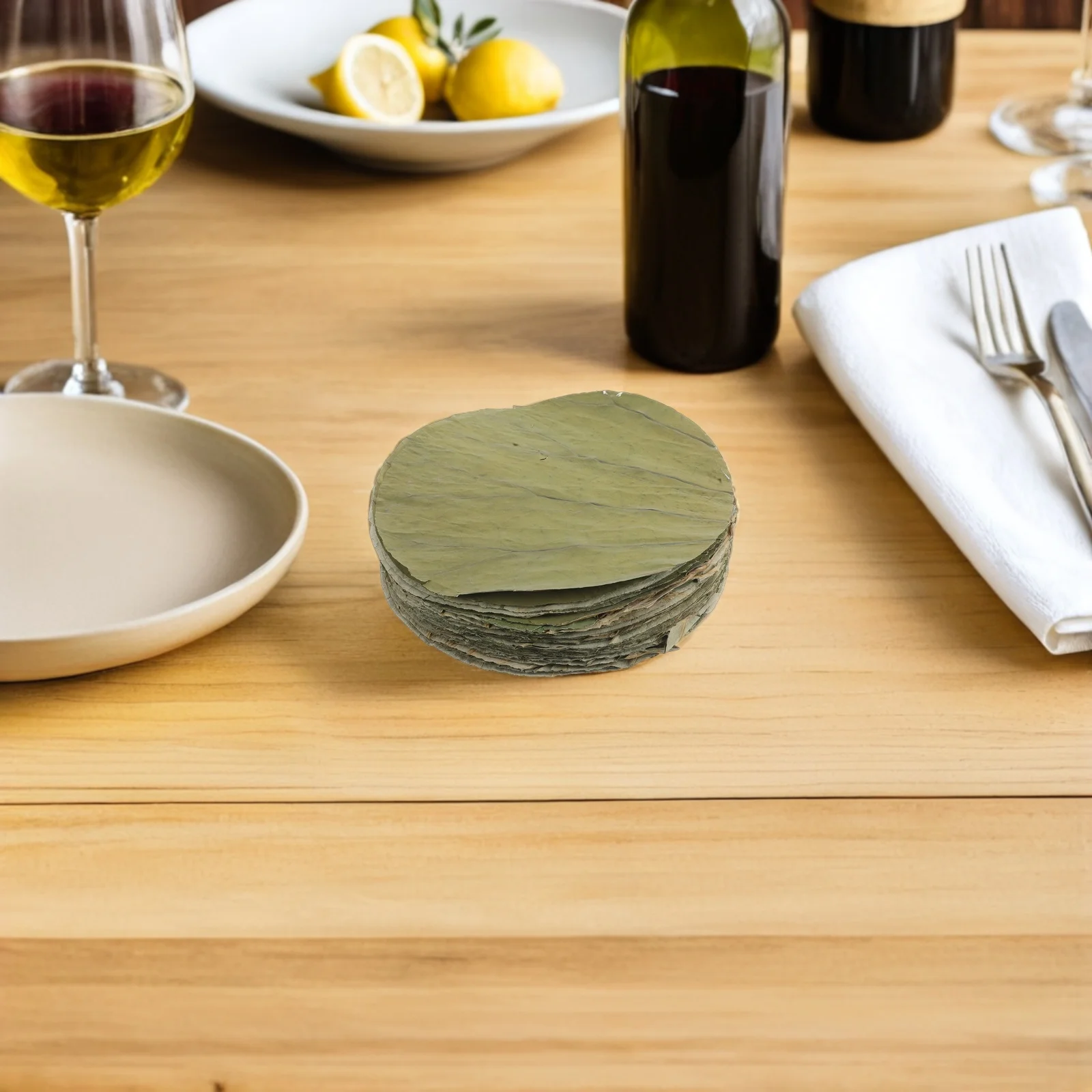 

100Pcs Sushi Plate Decor Dried Lotus Leaf 16Cm Round Edible Food Liners for Appetizers Desserts Platter Presentation Asian