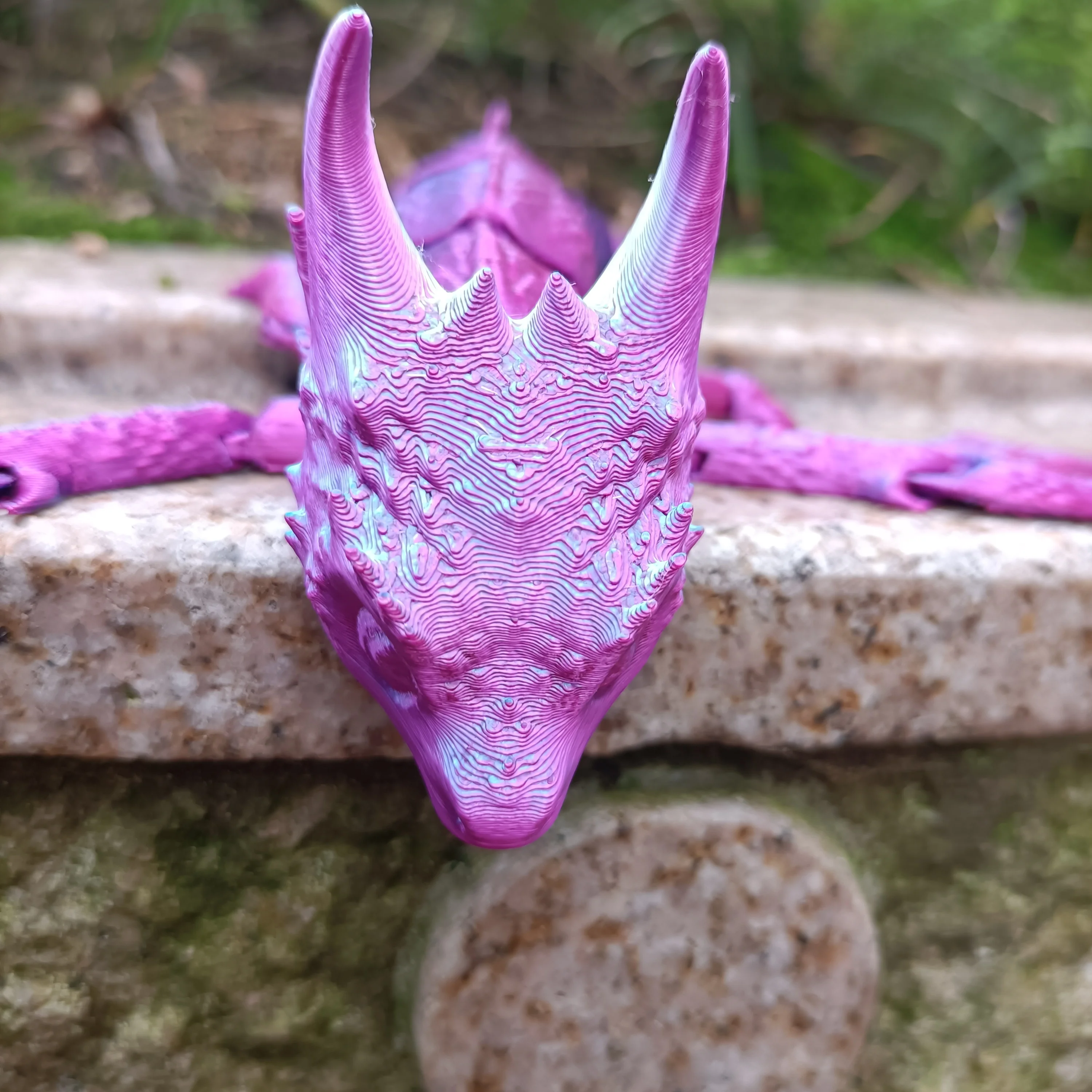 1pc 3D printed blue purple flying dragon, realistic active joints, fantasy style home decoration ornament toy