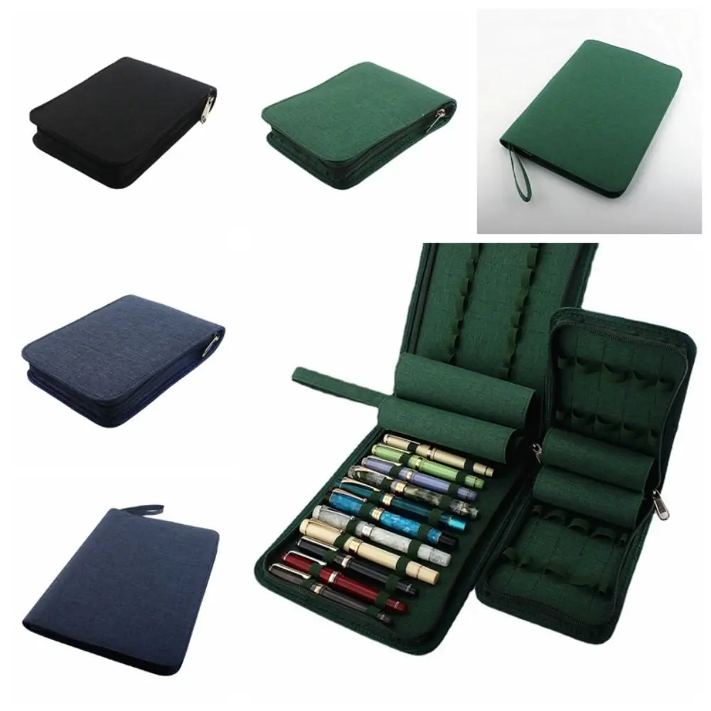 Canvas Pen Case Pencil Bag for 10/24/48 Fountain Roller Ballpoint Pens Slot Dustproof Pouch Bag Office Business Style