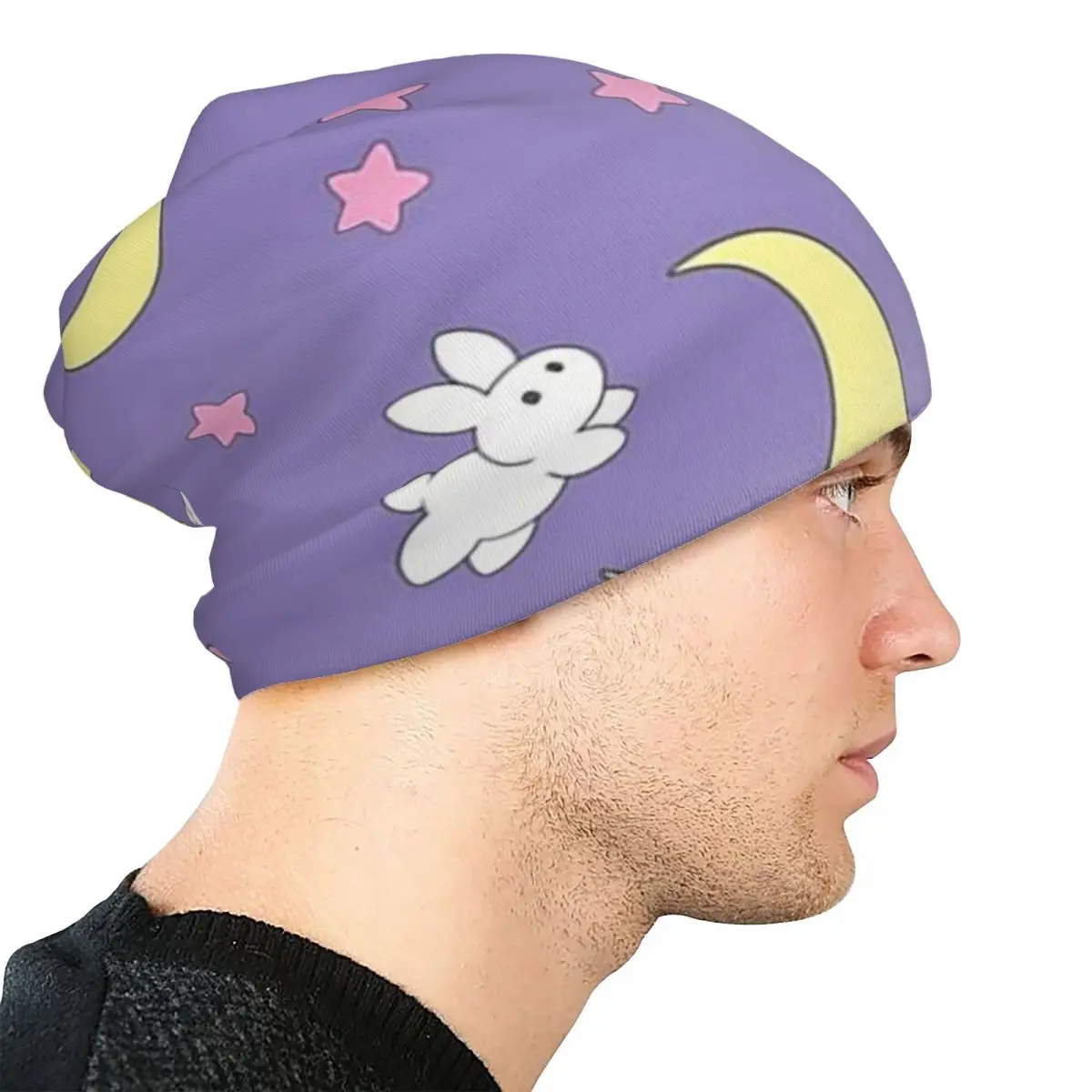 أرنب القمر Skullies Beanies القبعات الدافئة الخريف الشتاء في الهواء الطلق قبعة محبوك قبعات بونيه للرجال النساء الكبار