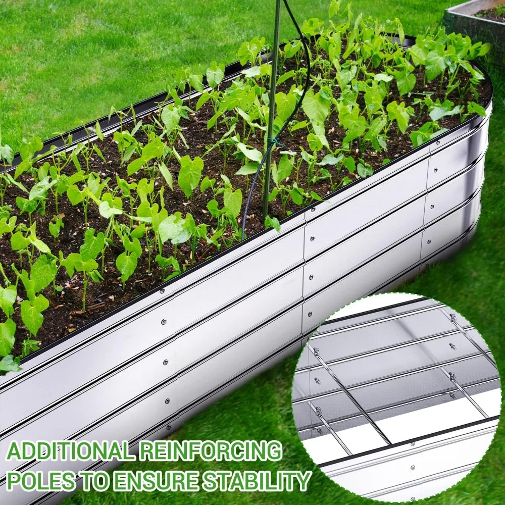 

Raised Garden Bed with Safety Edging, Ohuhu 5.7x1.7x1 FT Galvanized Metal Planter Box, Outdoor Plant Beds Planting