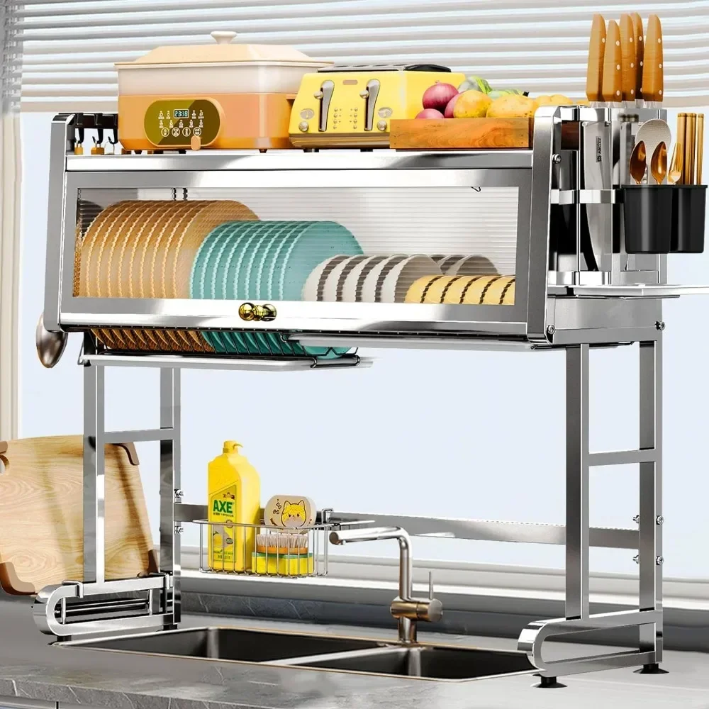 

y Over The Sink Dish Drying Rack Adjustable 304 Stainless Steel Sink Drainer Rack Shelf Collapsible Over Kitchen Counter