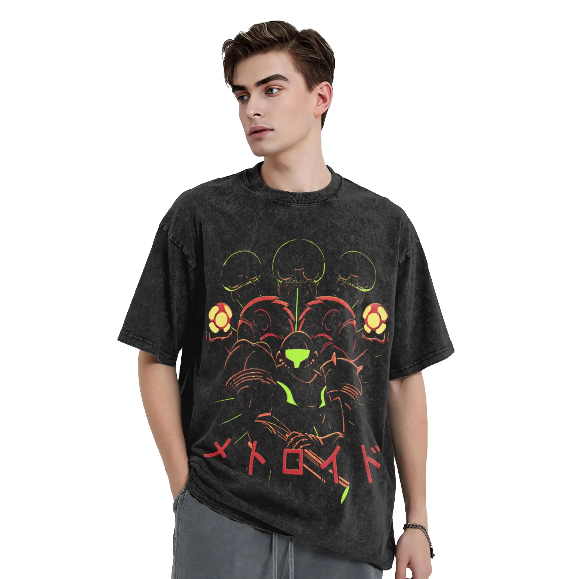 Men T Shirt Metroids Hero Game Samus Washed T Shirts Leisure  Summer Tees Awesome Print Casual Tops Birthday Gift