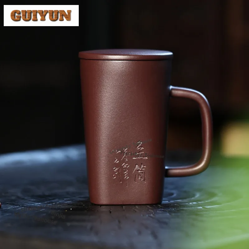 

250ml Yixing Purple Clay Coffee Mug Couple Handgrip Cups Afternoon Tea Mug Household Master Office Water Cup Drinkware Craft