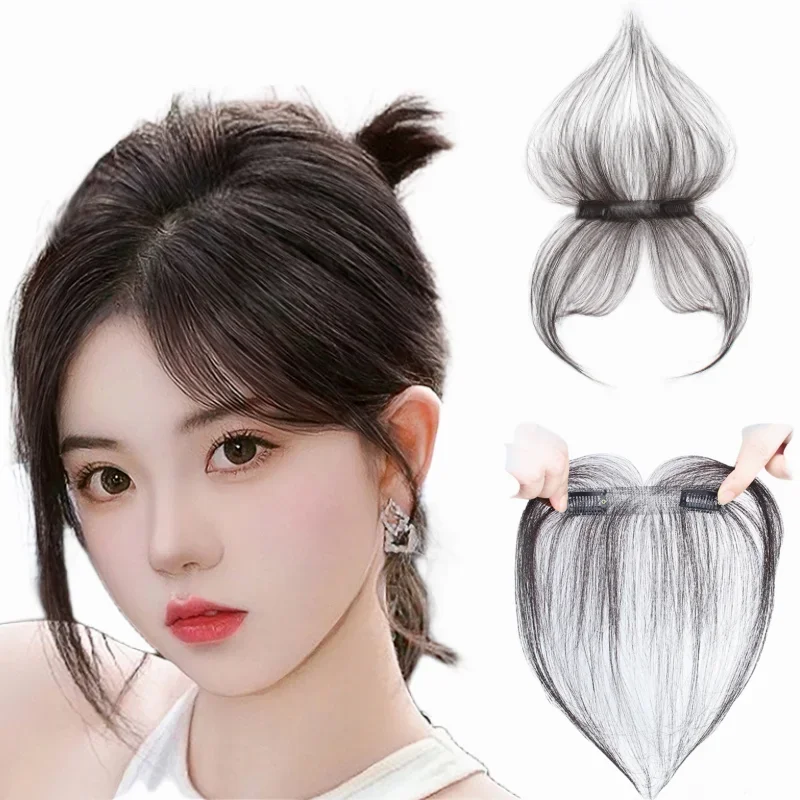 Anemone Natural Baby Hair Air Bang Clip in Human Hair Bangs Invisible Edge Replacement Fringe Forehead Hairline For Women