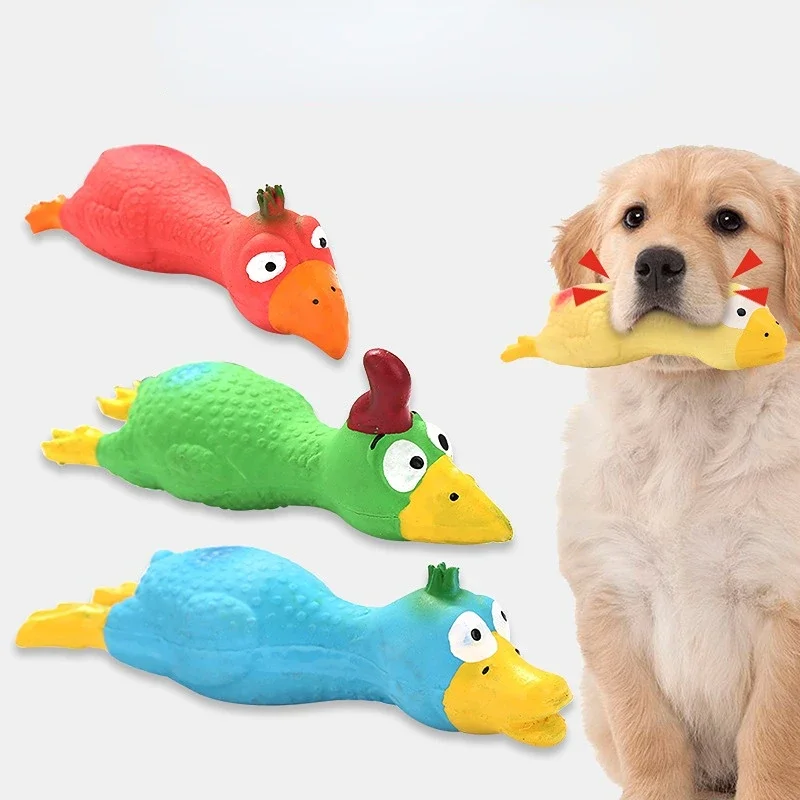 Cute Latex Chicken Shape Pet Squeak Toys Dog Cat Puppy Chew Sound Toys Simulation Screaming Chicken Squeaker Pet Supplies