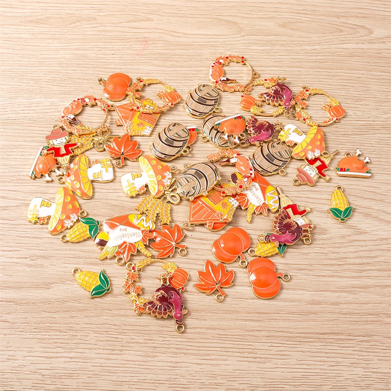 10 Stück Gemischte Thanksgiving-Anhänger, Emaille-Lebensmittel-Charms mit Mais und Kürbis für Schmuckherstellung, Halsketten, Ohrringe, DIY-Bastelarbeiten und Geschenke – Detail 18