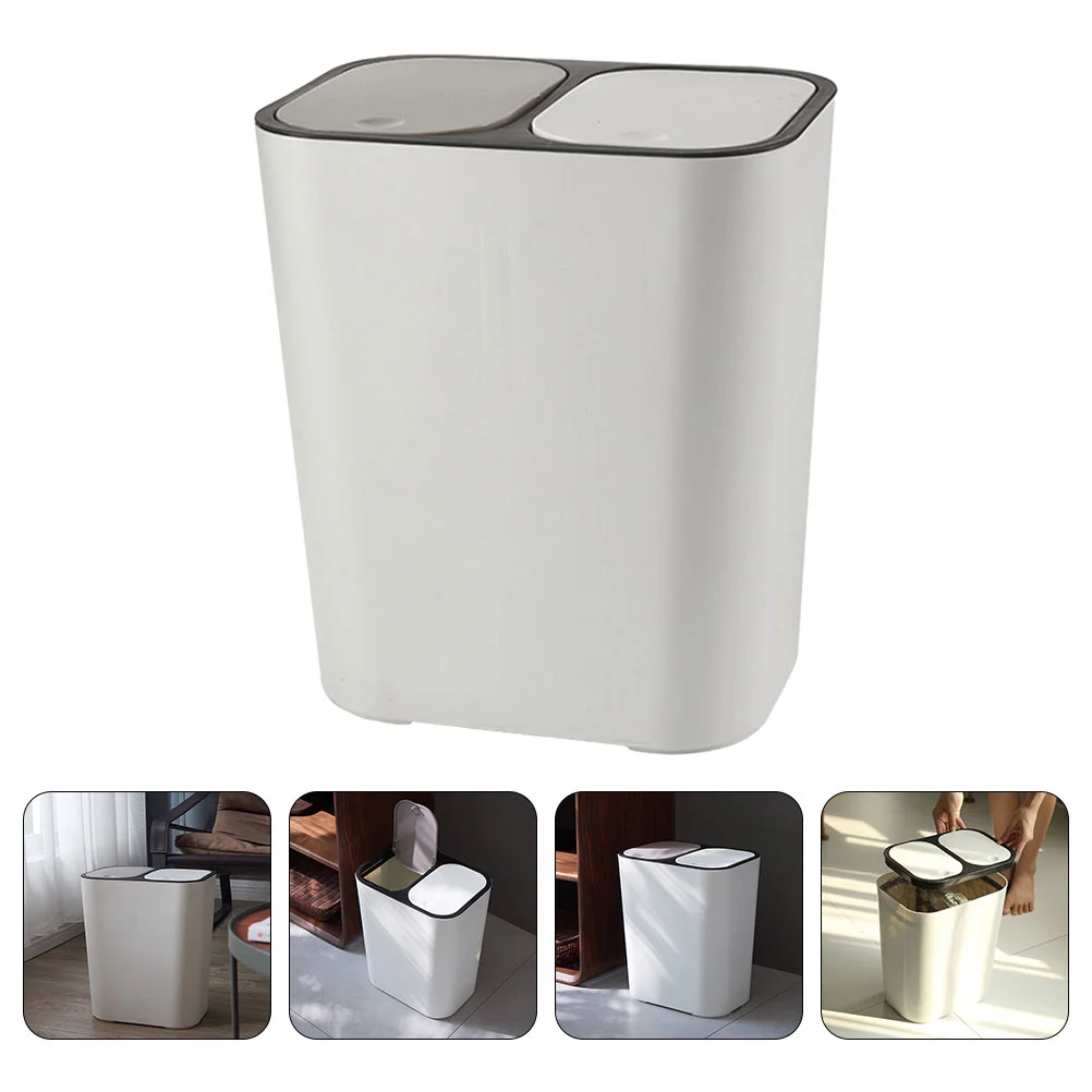 

Household Classified Trash Can Dry and Wet Separation Kitchen Garbage Basket with Lid (15l ) Dual Junk Cases