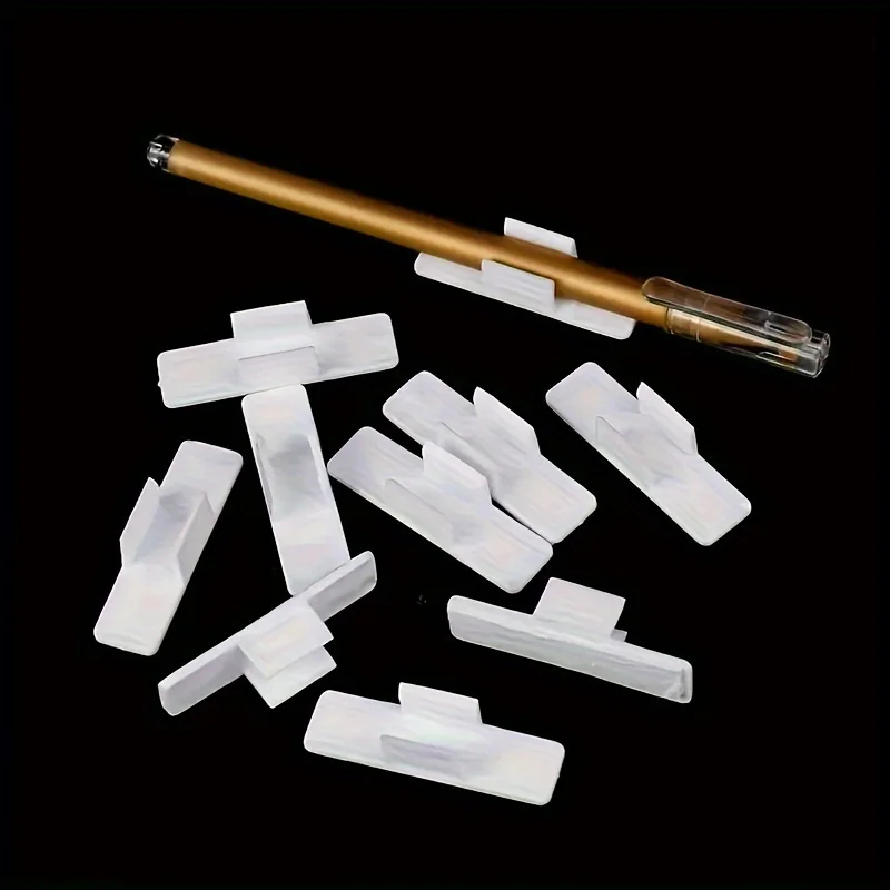 Self-Adhesive U-Shaped Pen Holders - Durable Plastic Pencil Clips for Desk Organization
