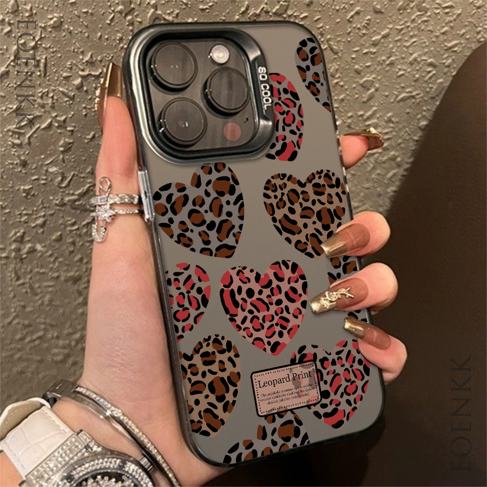 Creative Leopard Print Phone Cases For IPhone 15 Pro Max 11 12 13 14 16 Pro Max X XR XS Max 15 Plus Laser Plated Silicone Cover