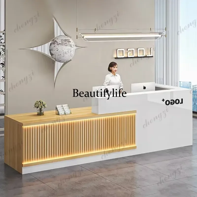 Luxury Pulpit Salon Reception Desk Beauty Office Cashier Counter Design for Hair Salon Spa Store Front Desk Furniture
