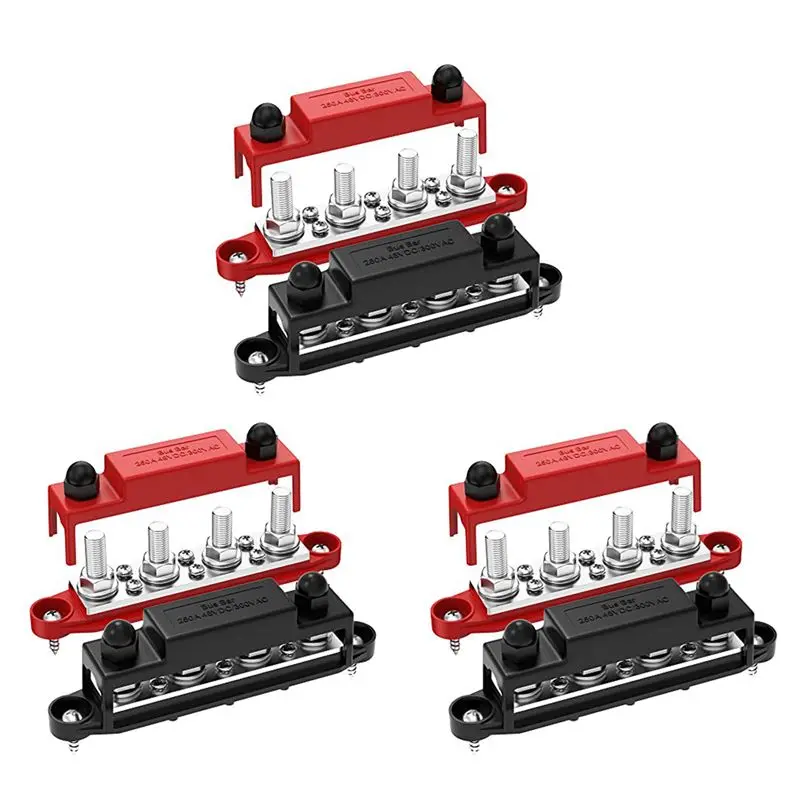 Classy-6X 250A 12V Bus Bar Battery Power Distribution Block Car Audio 12 Volt DC Busbar 4 X 3/8Inch Posts 6 X 8 Screws