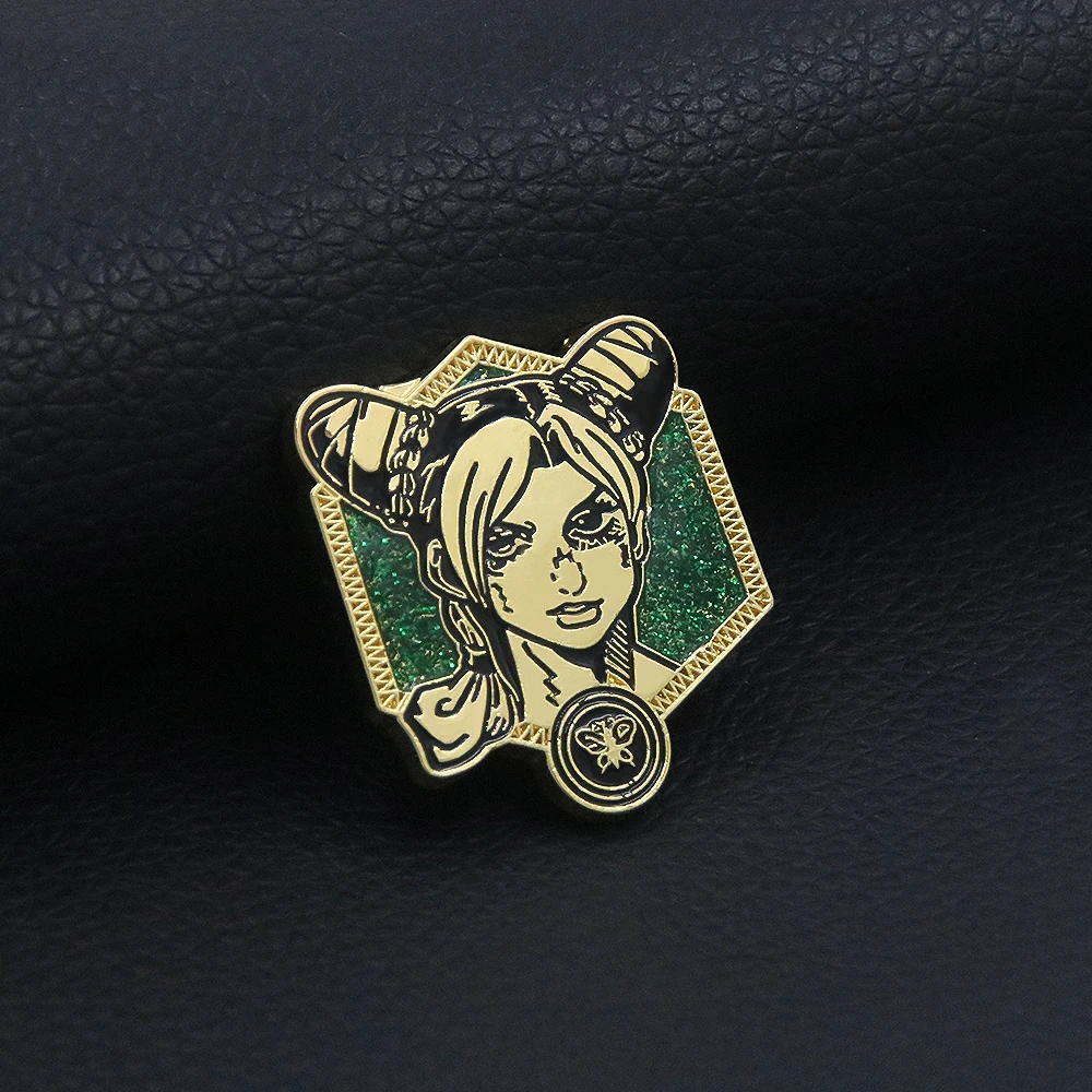 Anime JoJo Bizarre Adventure Brooch Pin Stone Ocean Jolyne Cujoh Sword Butterfly Power Enamel Pin Lapel Badge Jewelry Gift