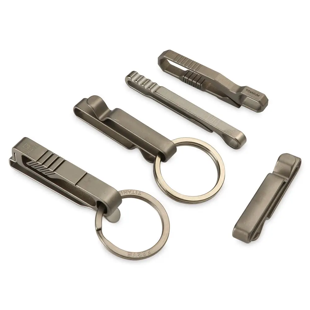 Titanium Alloy Key Ring Quick Draw Keychain Belt Clip Outdoor Hanging Molle Webbing Buckle Corkscrew Ribbon Ending Buckles Tool