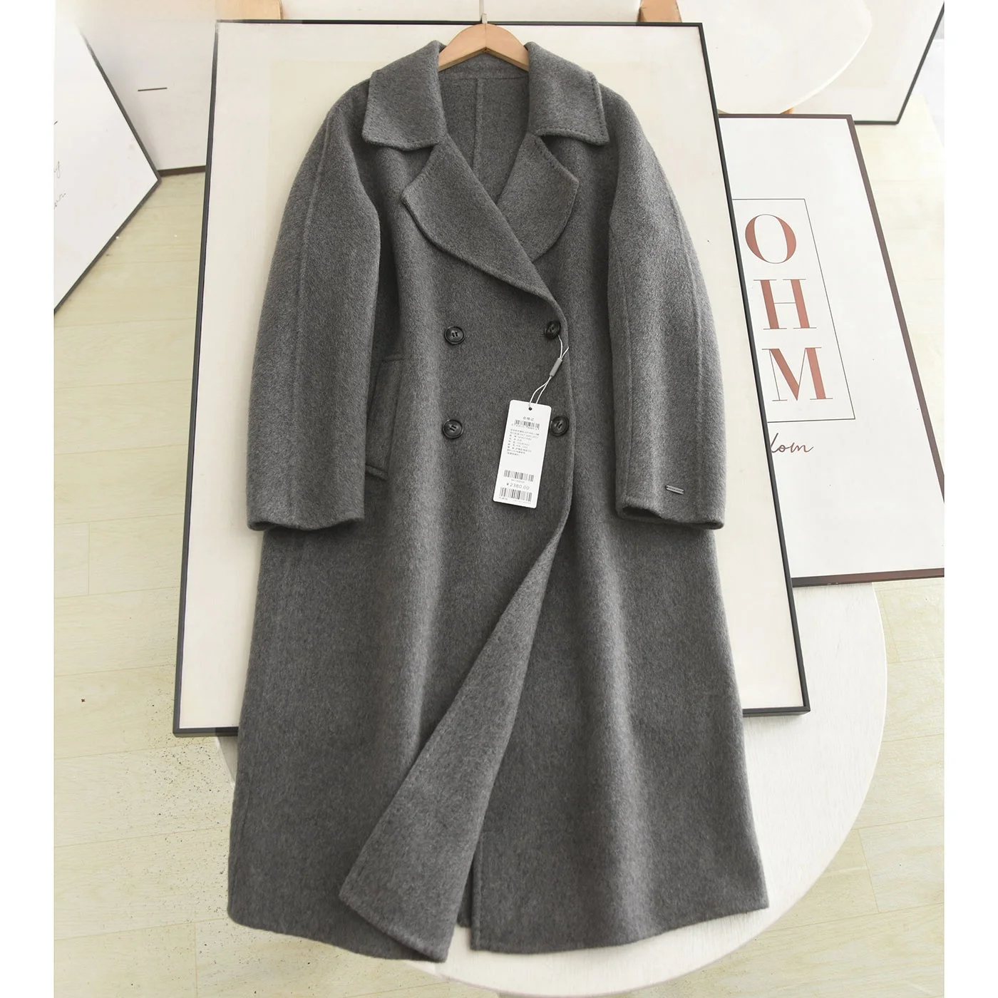 

High-End Woolen Coat Cleanfit Sle Double-Breasted Long ey Double-Sided Woolen Jaet for Women Thiened Winter New Arrival