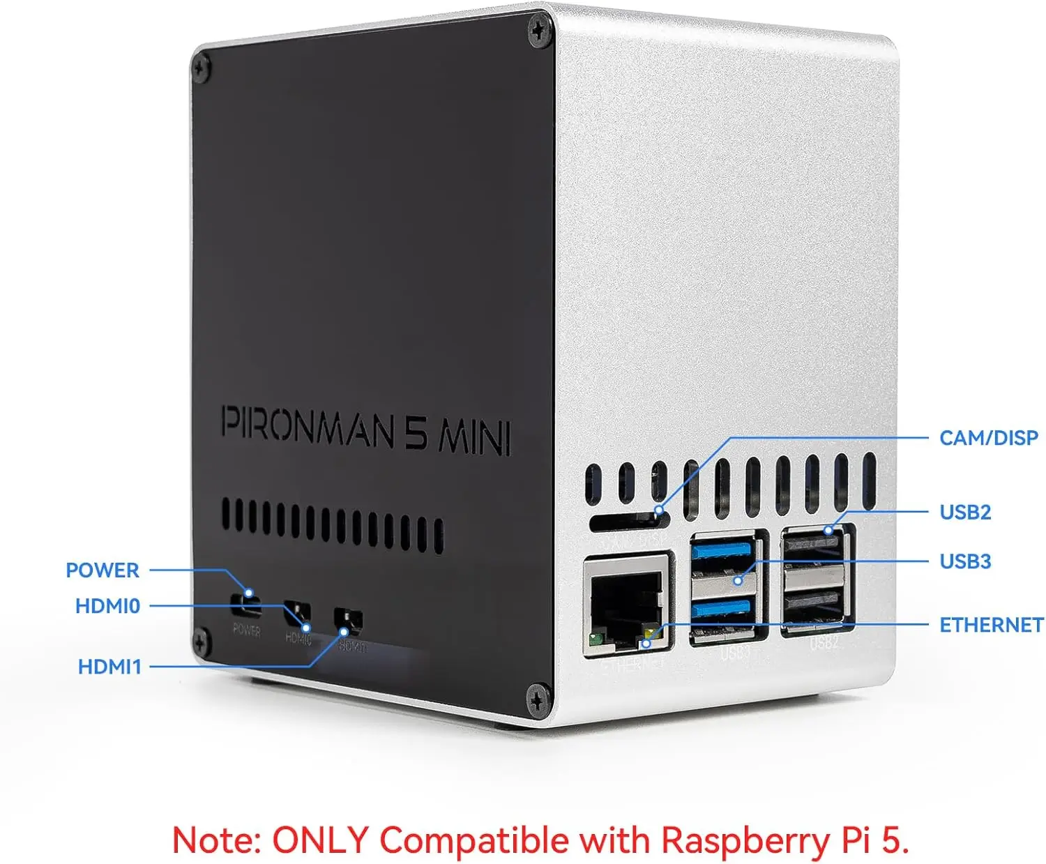 Pironman 5-Mini NVMe M.2 SSD PCIe 2.0/3.0 Mini PC Case for Raspberry Pi 5, Hailo-8L, AI Agent OpenClaw, RGB(RPI5 Not Included)
