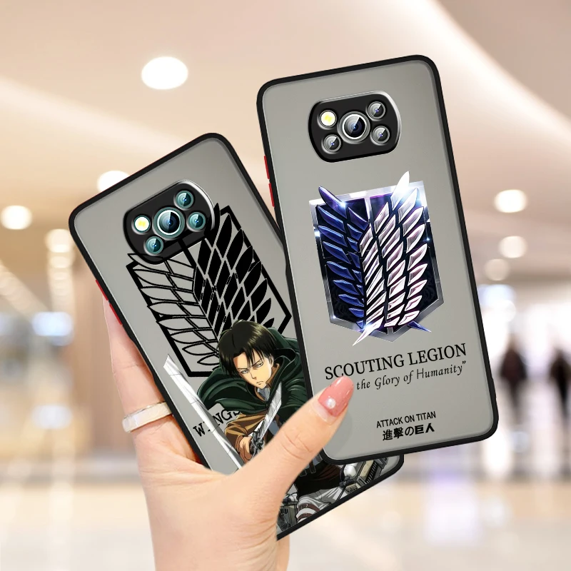 

Anime Attack On Titan Art Frosted Translucent For Xiaomi Mi Poco X5 X4 X3 M6 M5S M5 M4 M3 F5 F4 F3 GT Pro 5G TPU Phone Case