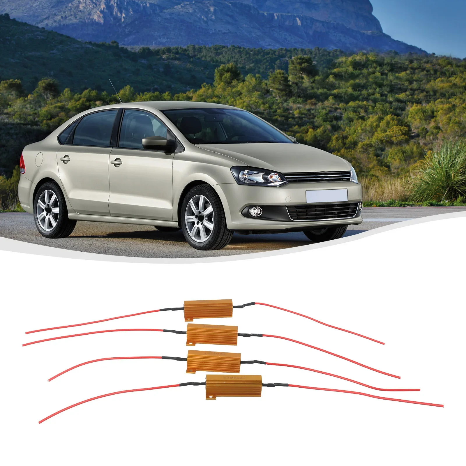 4pcs 50W 6 Ohm Load Resistor Decoder For Fix LED Bulb Fast Hyper Flash Blinker4pcs Load Resistors 8pcs T-Taps　 Car Accessories
