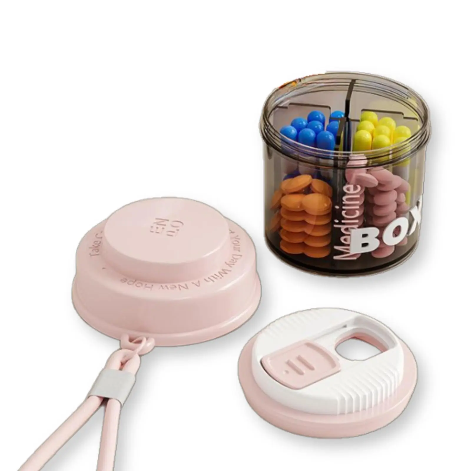

Waterproof Pill Container with Anti-Mixing & Wide-Opening Design, Rotating Dumping, Compact Travel Medicine Holder for Vitamins