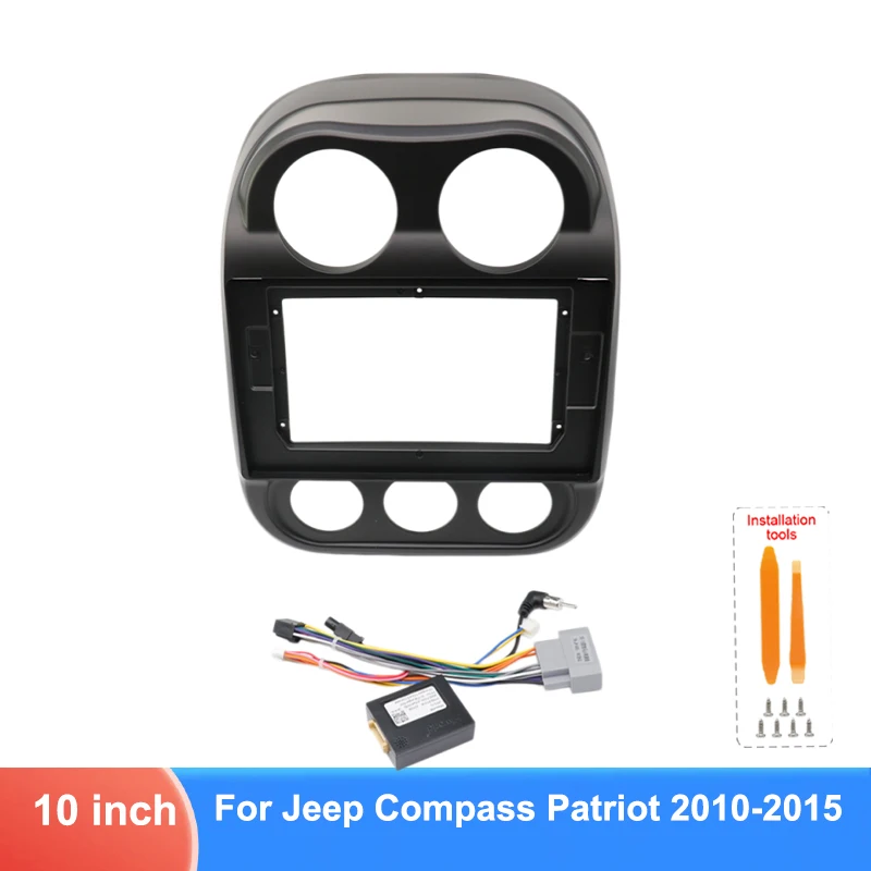 10 Inch Dash Panel For Jeep Compass Patriot 2010-2016 Radio Frame Wiring Harness Optional