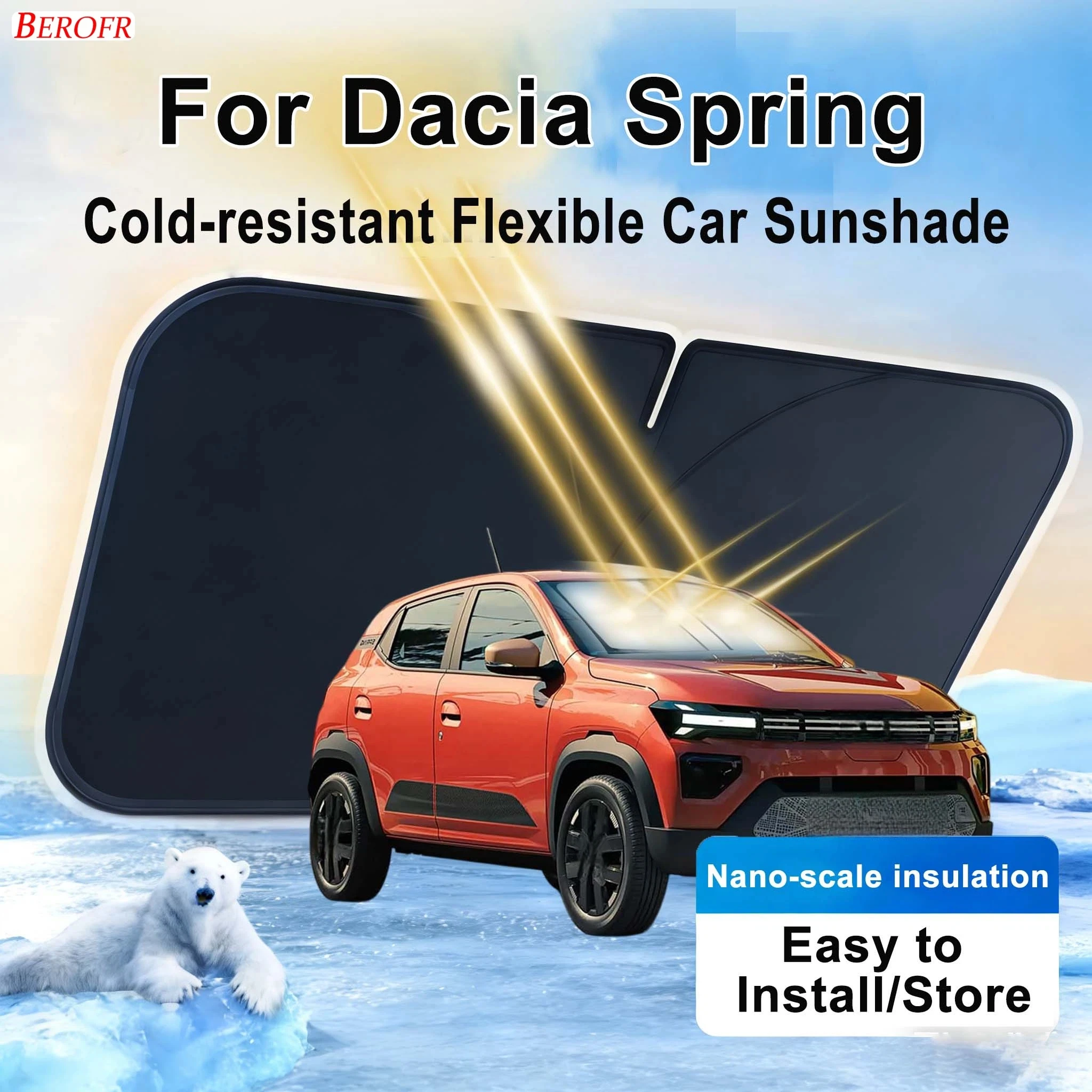 For Dacia Spring 2021-2026 Car Windshield Sunshade Cover Front Window Sun Shade Heat Insulation Auto Accessories