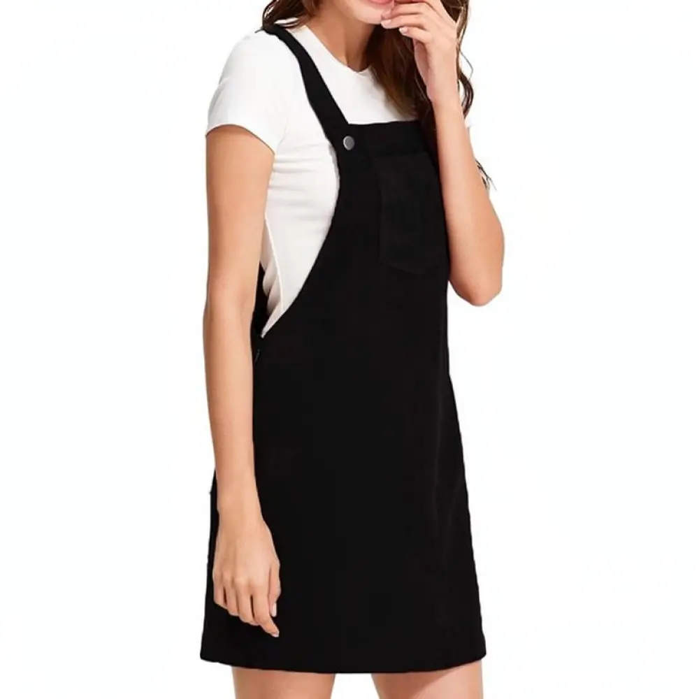 Women Corduroy Suspender Dress Slim Fit Sleeveless Midi Skirt Autumn Elegant Casual Office Commuter Fashion Solid Dress
