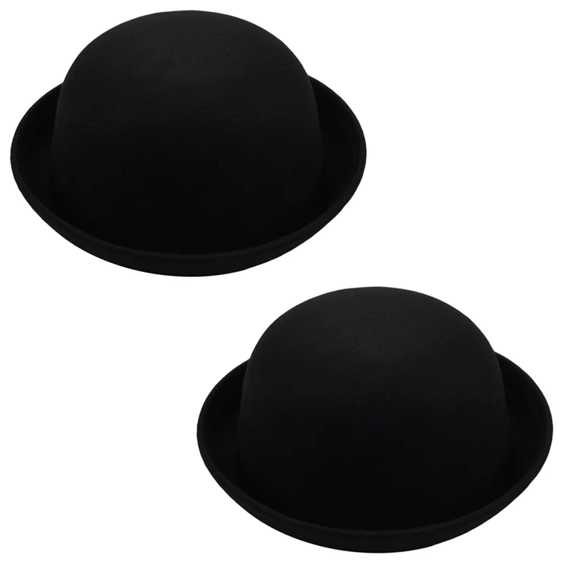 2Piece Melon Bowler Hat Hat Bowler Hat Bowler Hat Felt Hat Chaplin Hat Riding Hat (Black)