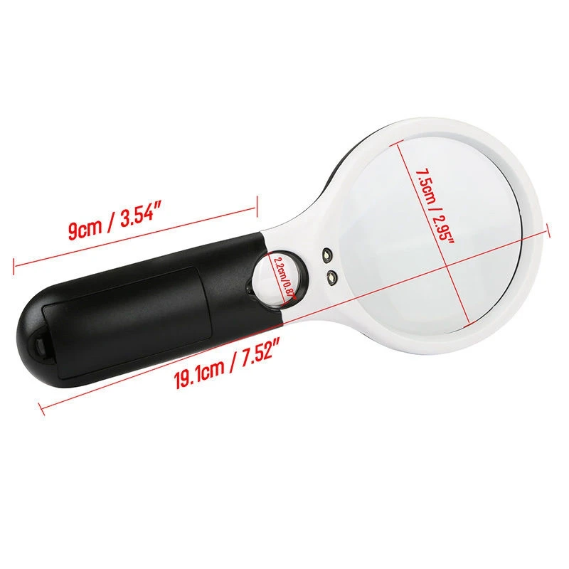 3 LED Light 45X Handheld Magnifier Reading Magnifying Glass Lens Jewelry Loupe