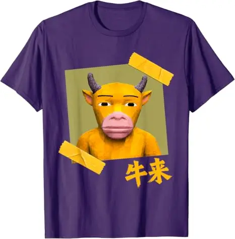 Lustiges NIU Lai Chinesisches Kuh-Internet-Humor-Meme Gen Z T-Shirt Y2k-Kunst NIU Lai Moo Niedliches Weiches Baumwoll-T-Shirt Streetwear-Tee – Detail 12
