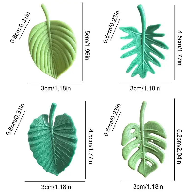 Aimant de réfrigérateur à feuilles tropicales, fournitures de décoration, plante Monstera, aimants adhésifs, accessoires de décoration pour la maison, 4 pièces