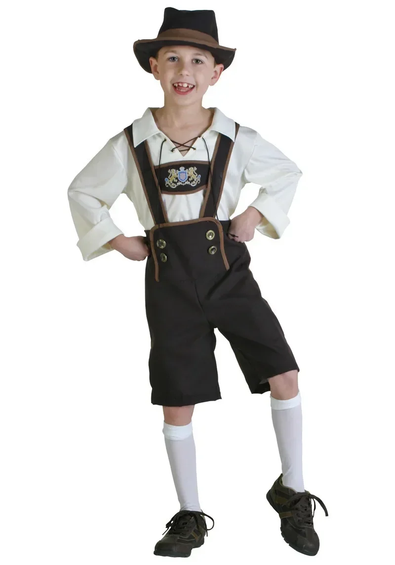 Kids Lederhosen Bavarian Dirndl Dress Children's Girl Oktoberfest Costumes Boys Oktoberfest Cosplay Costume Performance Uniform