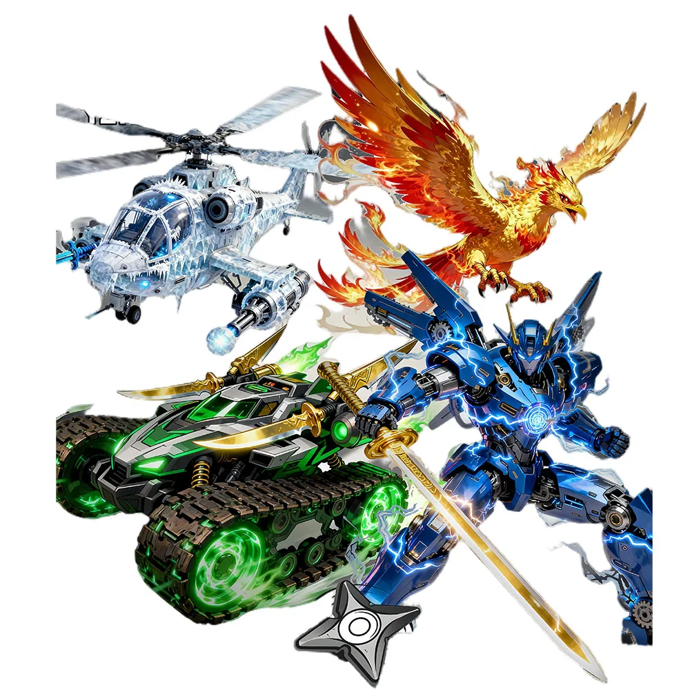 

YZ new 4-in-1 building blocks defeat evil and dark forces Various vehicles showcasing oneself gifts for boys Assembling bricks