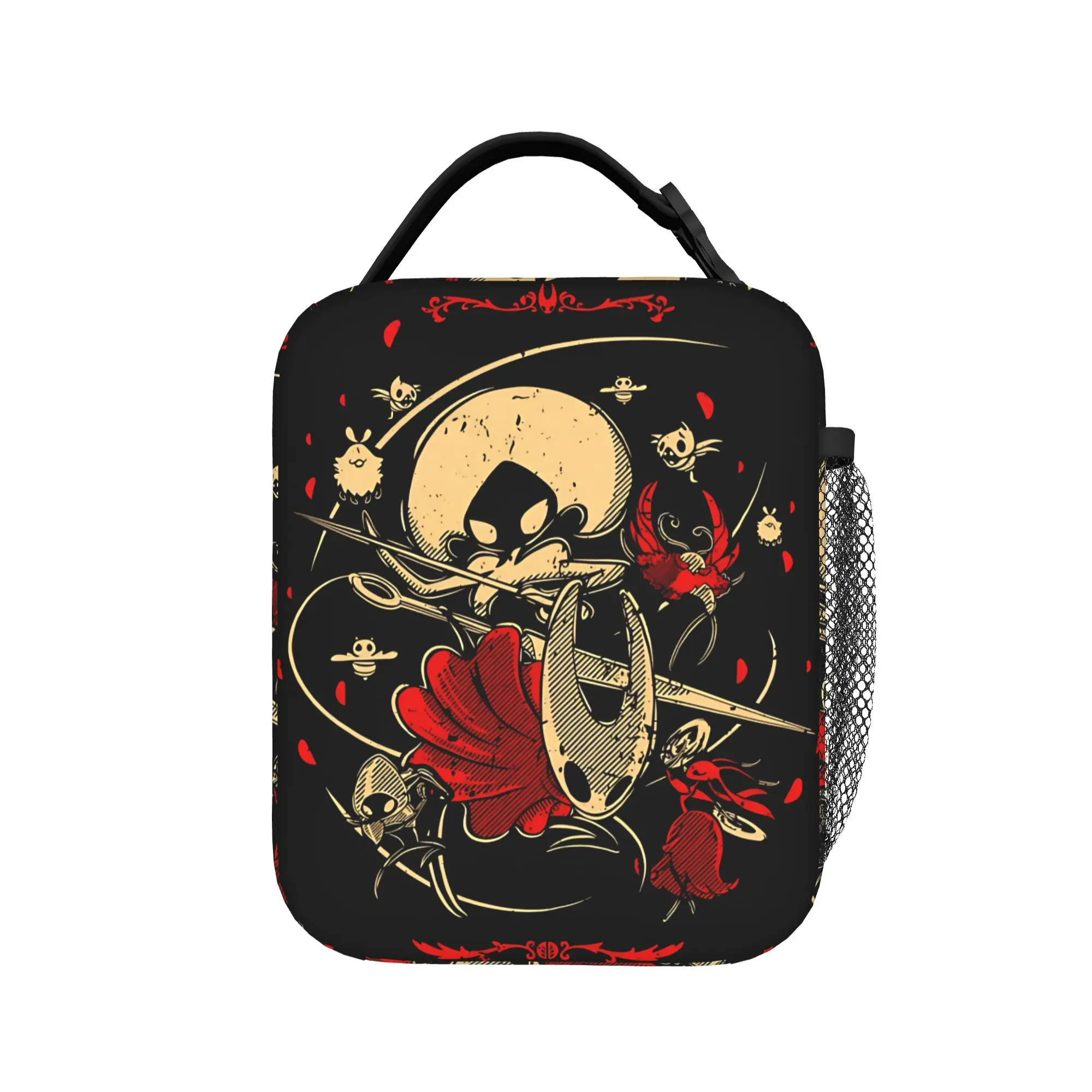 Hollow Knight Silksong Retro Lunch Bag For Child  Print Office Lunch Box Retro Portable Zipper Oxford Cooler Bag