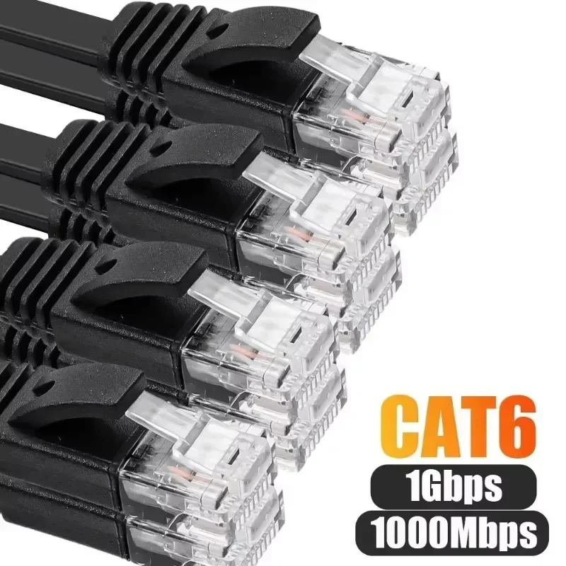 Cat 6 Ethernet Cableh Flat High Speed 1000Mbps Kable internetowe Kabel sieciowy CAT6 RJ45 Ekranowane kable wewnętrzne do PC 0.5M 1M 2M