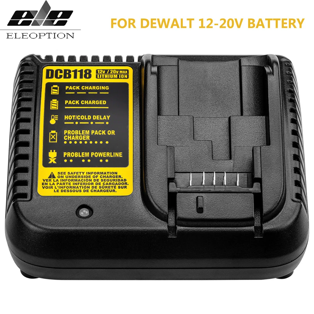 DCB118 DCB112 Lithium Battery Charger For Dewalt 10.8V 12V 14.4V 18V 20V DCB206 DCB205 DCB204 DCB203 DCB120,DCB107 DCB115 DCB105