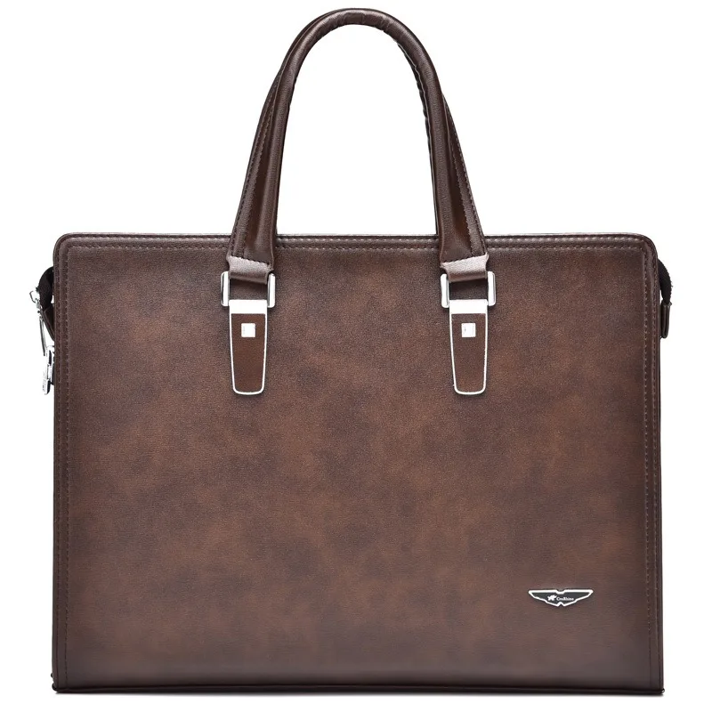 PU Men Business Briefcase Large Capacity Handbag 15.6‑inch Laptop Bag Office Portable Document Hand Bag