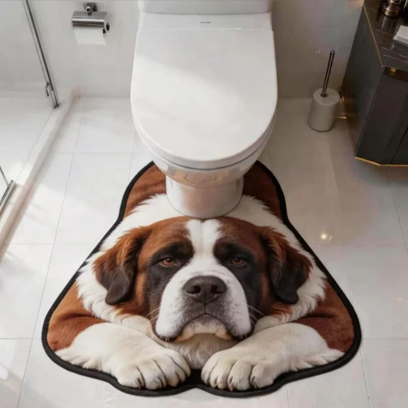 50x80CM Diatomaceous Earth Floor Mat Cute Cat & Dog Lying down Design Absorbent Bathroom Toilet Mat Eco-Friendly Home Decor