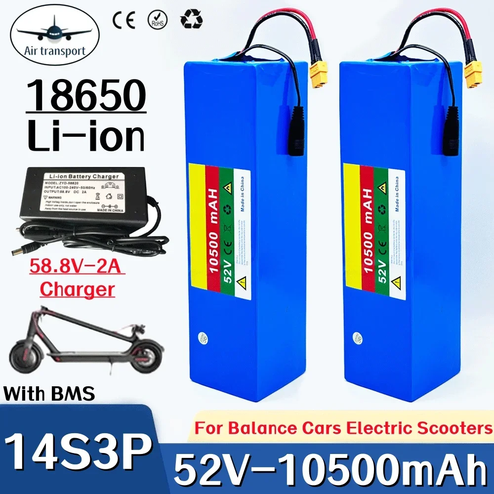 

52V 14S3P 10500mAh 18650 1000W rechargeable Li-ion Battery Pack Suitable for Balance Cars, Electric Scooters, Tricycles +Charger