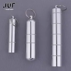 3Sizes Pocket Pill Holder Container Capsule Shape Aluminum Pill Case Keychain Waterproof Delicate Seal Medicine Organizer Box