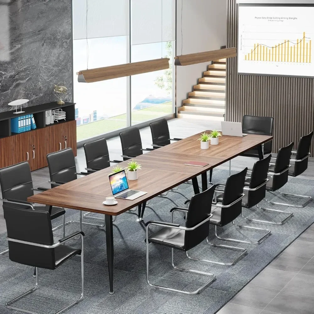 6FT Conference Table, Rectangular Meeting Room Tables, Modern Industrial Seminar Table Boardroom Desk with Metal Legs for Office