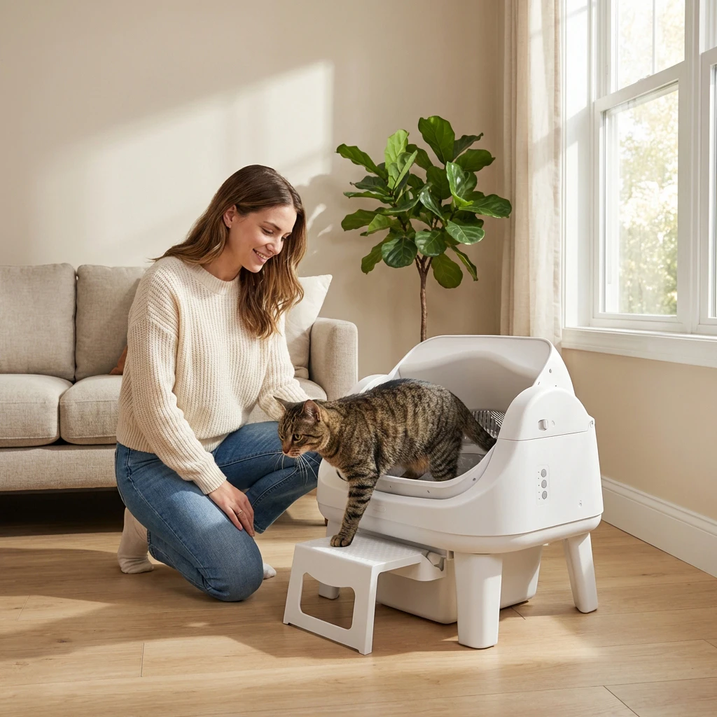 Auto Scooper 12 Lite Smart Automatic Open Den Plastic Cat Box Self Cleaning Automatic Cat Toilet for Indoor Cats