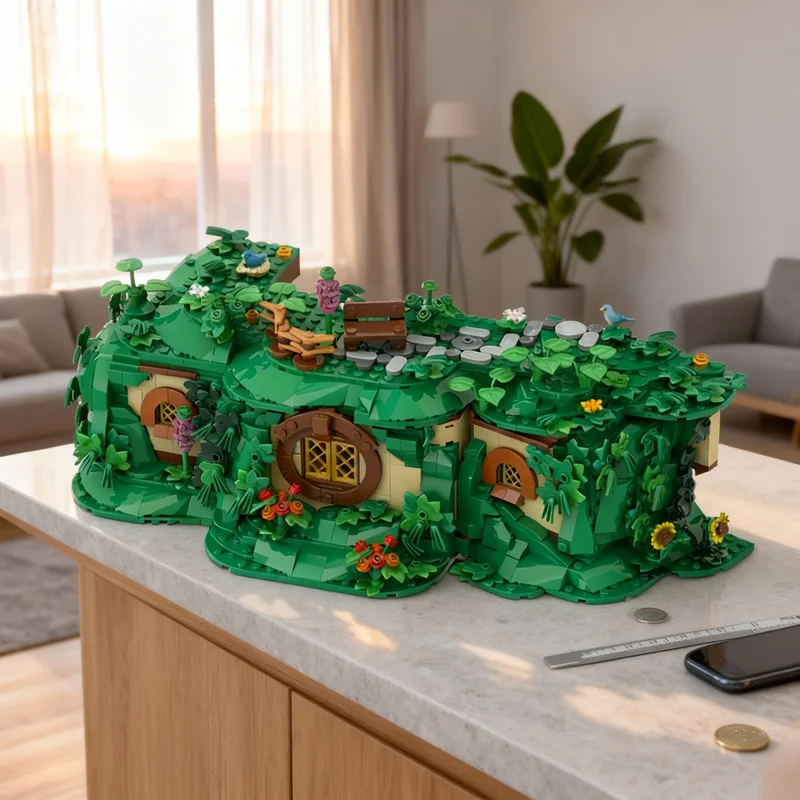 1644pcs MOC The Shire Closed Back Additional Rooms Hobbit Lord Rings Model Building Blocks Home Decor For Adults Christmas Gift