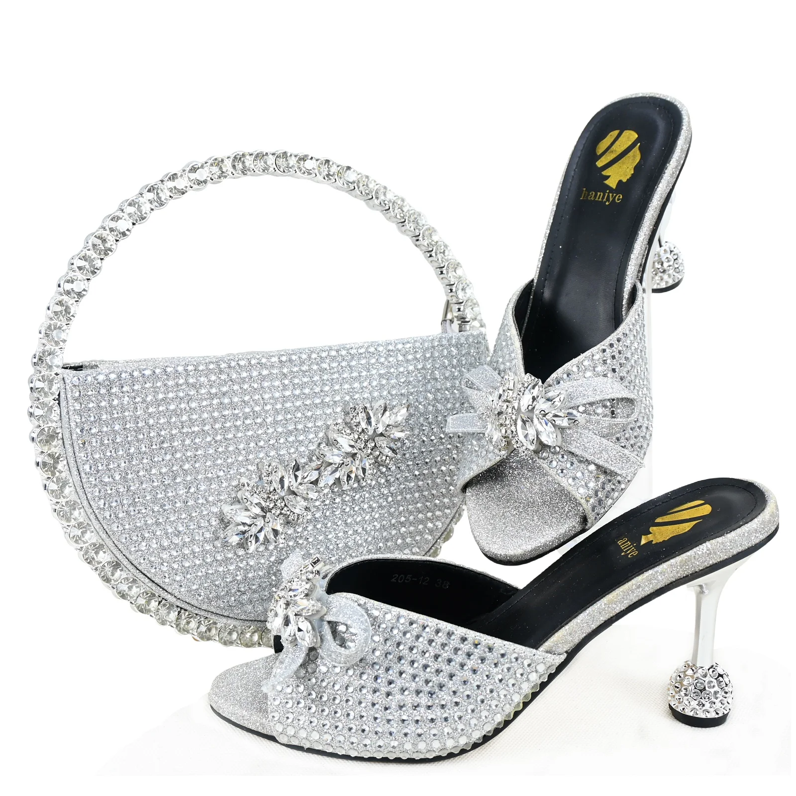 doershow  New Arrival African Wedding Shoes and Bag Set GOLD Color Italian Shoes with Matching Bags Nigerian lady party  SF1-1
