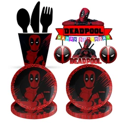 Superhero Deadpool Theme Cartoon Festival Celebration Party Suppiles Kids Happy Birthday Disposable Tableware Balloon Decorate