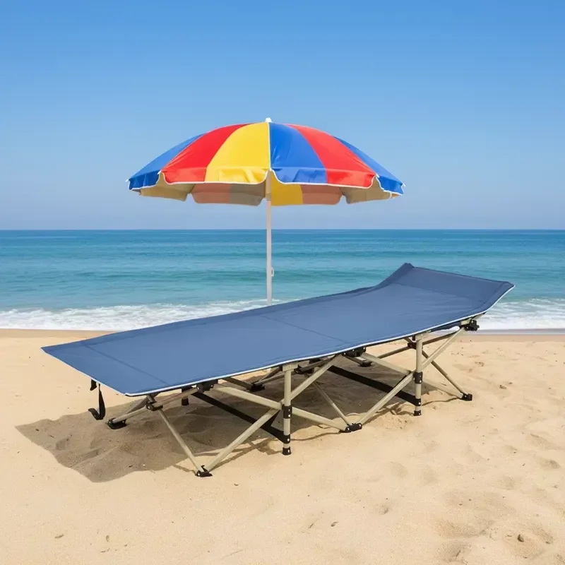 for Metal Outdoor Camping Bed Folding Cot with Adjustable Back Mattress for Picnic Park Use Wholesale